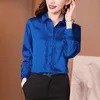 Mulheres de seda coreana Camisetas mulheres cetim blusas elegantes senhora de manga longa blusas de renda de renda de plus size blusas mujer de moda 210308
