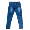 Men's Jeans Men Gradient Casual Solid Color Ripped Pleated Frayed Washed Trousers Slim Pants 2021