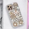 Luxo Bling Glitter Full Diamante Casos Perfume Garrafa Artesanal Clear Acrílico Capa Para IPhone 13 12 11 Pro Max 8 Samsung S20 Fe S21 Ultra A02S A12 A22 A72 A21s A52 A72 A21