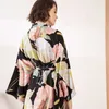 JULY'S SONG Sleepwear Robe Spring Viscose Women Nightgown Flower Printed Long-Sleeve Pajamas Bathrobe for Female 210831