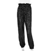 Damenhosen Capris Foridol Schärpe Schnürung Gold Paillettenhose Damen Winter Party Club Glitzer Damen Weihnachtskleidung