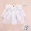 Pasgeboren baby meisje dressclothes doop jurk witte doop jurk voor baby meisje kant vestido bebe robe bapteme 3 6 9 maanden 210315