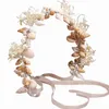 Promosyon sahil romantik moda kabuk yapay çiçekler lüks düğün gelin kron bantlar tiara rhinestone saç bandı x0625
