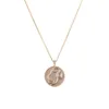 Hänghalsband minimalistiska abstrakt huvudporträtt mynt för kvinnor mujer guld färg tunn kedja tryckt cirkel chokers halsband heal22