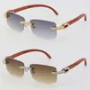 New Male and Female Wooden Rimless Vintage Sunglasses 2.6 Carats Diamond Set Wood Glasses Men Famous UV400 Lens Sun Glasses Womans Eyeglasses 18K Gold Size:57-18-140MM