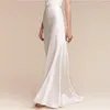 التنانير الأنيقة المستقيمة العاجية ساياس لونجا جوب فيم تنورة زفاف عالية الجودة طويلة مع أزرار Faldas