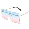 Oversized Square Sun Glasses Colorful Lenses Fashion Women Sunglasses Rimless Big Shield 14 Colors Wholesale