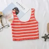 Summer Striped Ribbed Women Crop Top Casual Slim Black White Sleeveless Ruched Beach Camisole W112 210526