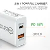 Universal snabba snabba laddare Dual Ports EU US 25W 20W 12W PD USB C Wall Charger Power Adapters för iPhone 14 15 iPad Samsung HTC B1