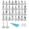 38pcs / Set Conseils de décoration de gâteaux Décorateurs de desserts Sac à pâtisserie en silicone pour crème glacée 32 Ensemble de buses de tuyauterie en acier inoxydable Y200612