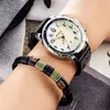 ساعة Wristwatches Fashion Quartz Men's Watches كبير DIAR DIGITAL SCALE WRISTWATCH BRACELETS 2PCS مجموعة عمل معصم ساعة على مدار الساعة مع بو