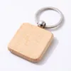 Simple Style Wood Keychains Party Supplies Car Keyrings Round Square Heart Rectangle Shape Key Pendant DIY Wooden Keychain Handmade Gift FHL492-WY1707