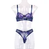 NXY set sexyAduloty Pizzo da donna Cuciture in raso Lingerie sexy Rete trasparente Biancheria intima erotica sottile Reggiseno con ferretto Mutandine Set in due pezzi 1127