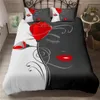 寝具セットスーガンライフローズフラワー2/3 PCSキングクイーンサイズ美しい女性布団カバーセットプリント掛け布団ベッド
