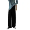 2021 여성 여름 바지 소프트 아이스 실크 발목 길이 와이드 레 다리 바지 여성 느슨한 높은 허리 바지 솔리드 컴포트 캐주얼 바지 Q0801
