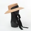 Stingy Brim Hats Retro Fedora For Women Autumn Winter Solid 100% Wool Top Hat Flat Big Wide Cap Female With Chin Strap 2021303Q