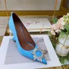 Womens Dress Shoes Fashion designer sunflower Rhinestone Button Ox lacquer skin pumps heeled Ladies pointed toes Sexy heels shoe 35-42