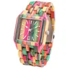 Zegarek na rękę kolorowy kwadratowy pełny drewniany zegarek kwarc mężczyzn Zatrzymuje minimalistyczną tarczę z kalendarzem drewniane drewniane prezenty dla taty GRA4989260