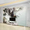 Welllyu atmosferyczny krajobraz chiński obraz telewizor sofa hotel restauracja tło ściana duża zielona tapeta mural