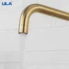 ULA Kitchen Faucets Brushed Gold Stainless Steel 360 Rotate Kitchen Faucet Deck Mount Cold Water Sink Mixer Taps Torneira 211108