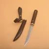 Schnell geliefertes kleines gerades Messer VG10 Damaskusstahl Drop Point Klinge Ebenholz + Edelstahlkopfgriff Outdoor EDC Schlüsselanhänger Messer