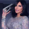 Suknia wieczorowa Purpurowa Sweetheart Youssef Aljasmi Długi rękaw z szlakiem Koronki Crystal Aplikacje Velvet Long Dress AhlamalShamsi