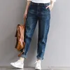 Boyfriend Jeans taille haute sarouel pantalon décontracté grande taille lâche denim 210629