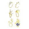 Non Piercing Body Jewelry Alloy Clip On Nose Rings and Chains Set Fake Septum Jewels For Women