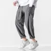 Calça masculina belo streetwear linho linho de algodão de harém harém moda moda listrada em corrida de corrida calças 5xl