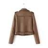 Top Brand S-XL Spring Fashion Bright Colors Suede Jacket Ladies Basic Street Women Short PU Leather 210607