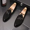 Chaussures en cuir de style designer Robe Fashion Wedding Italian Brand Brand Office Business Party Party Spring Automne Fabriqué Handmade Black Casual Flats X137 44 77