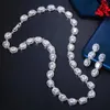 Pera Designer Shiny Zirkonia Silber Farbe Runde CZ Choker Halskette Ohrringe für Frauen Verlobung Party Schmuck Sets J386 H1022