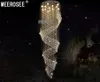 Современный длинный размер чистый хрустальный люстр светильник для лоббистой лестницы блестки лестницы фойе крупные хрустальные потолочные лампы крытое освещение