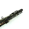 Straight Soprano Saxophone B Flat Black Nckel Plated Professional Musical instrument With Case gloves Accessories