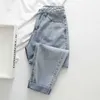 Plus Size High Waist Boyfriend Jean Moda Niebieski Czarne Panie Denim Harem Spodnie Casual Luźne Spodnie Vintage 210809