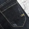 夏の男性のファッションストレッチスリムショートジーンズ薄いデニムショーツブルーブラックブランドメンズウェア210714
