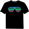 Mężczyźni Kobiety Dźwięku Aktywowane LED T Shirt Oversize Black One Color Tshirts Rock Disco DJ Estheetyczne koszulki Para Casual Tshirt 6XL 210225