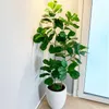 55-122 cm Rośliny Tropikalne Duży Sztuczne Ficus Tree Branch Real Touch Banyan Drzewo Fałszywe Liście Palmowe Do Home Office Office Decor 211104