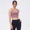 Yoga gilet femmes rembourré aligner débardeurs sous-vêtements de sport vêtements de sport avec soutien-gorge Sexy croix dos décontracté entraînement T-shirt pour Leggings