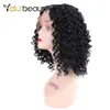 14Inch kinky curly t del spets peruker kort afro kinky curly peruk brun syntetisk t-del bobo peruk för svart kvinna av yaki skönhetsfaktorisk direkt