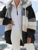 Зимняя густая теплое пальто с тлетцовым пальто женщину отворота с длинным рукавом пушистые волосатые поддельные меховые куртки женские кнопки Кнопки плюс Размер пальто 211018