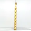 Pulseira feminina masculina curb cubana link chain 12mm 8 polegadas fino 18ct tailandês baht g f ouro italiano 24k conectar amarelo solid205j