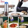 Electric Pepper Spice Grain Mills Stainless Steel Automatic Gravity Shaker Salt Grinder Porcelain Grinding Core Kitchen Tool 210712