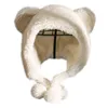 Donna Inverno Addensare Peluche Paraorecchie Cappello Cute Cartoon Orso Orecchie Pompon Sottogola Outdoor Antivento Berretti termici Trapper Y21111