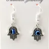 20Pair Alloy Dangle Earrings 35x12 8mm Antique silver Fatima Hand EVIL EYE & Fishhook Ear Wire For Men And Women Jewelry Fashion 267Q