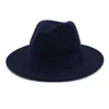 Wide Brim All-match Simple Church Derby Fedora Hat Solid Wool Felt Hat for Men Women Autumn Winter Top Jazz Cap