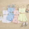 barnkläder sätter tjejer blad utskrift kläder barn sling toppar + shorts 2st / set sommar mode boutique baby kläder