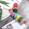 Fashion Candy Color Pompoms Tassel Keychain Fur Ball Key Chain Pompom Fluffy Bag Accessories Keyring