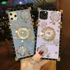 Vier Bladklaver Rhinestone Ring Houder Schokbestendig Mobiele Gevallen voor iPhone 13 12 11 PRO MAX XR XS 8 7 Plus Samsung A72 A52 A42 A32 A71 A51 A11 Kickstand Good Luck Cover