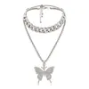 Ketten 2 stücke Funken voll Kristall Pave Butterfly Anhänger Kubikzircon 3D Halskette Modeschmuck